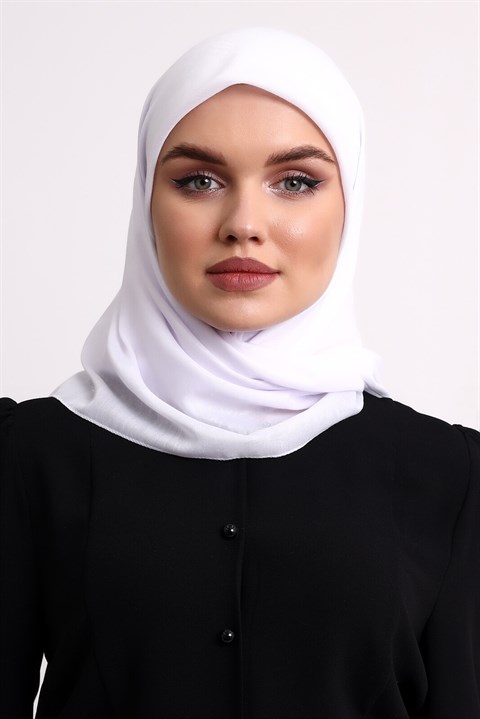 Kofra Desenli Baş Örtü - Beyaz