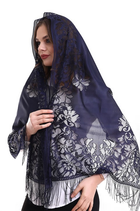 Narin Pamuk Tül Şal Mor 60x160