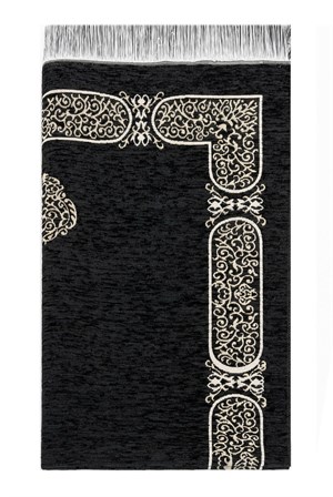 Kabe Desenli Şönil Seccade - Siyah Renk