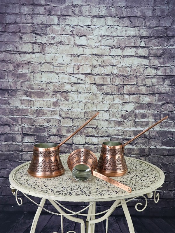 Üzümlü Bakır Cezve 4 Fincanlık