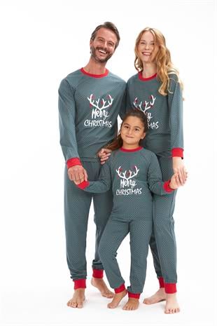 Merry Christmas Deer Aile Kombin Pijama Takımı