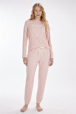 Moonstar Pembe Kadın Pijama Takımı