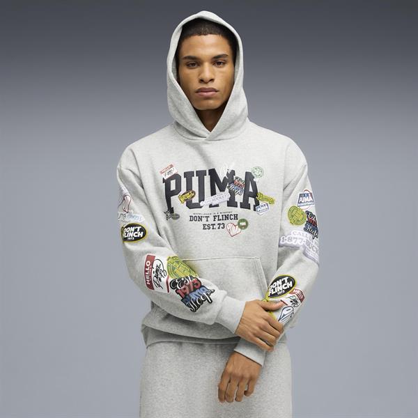 Puma Sticker Pack Pullover Hoodie Erkek Yetişkin Sweatshirt