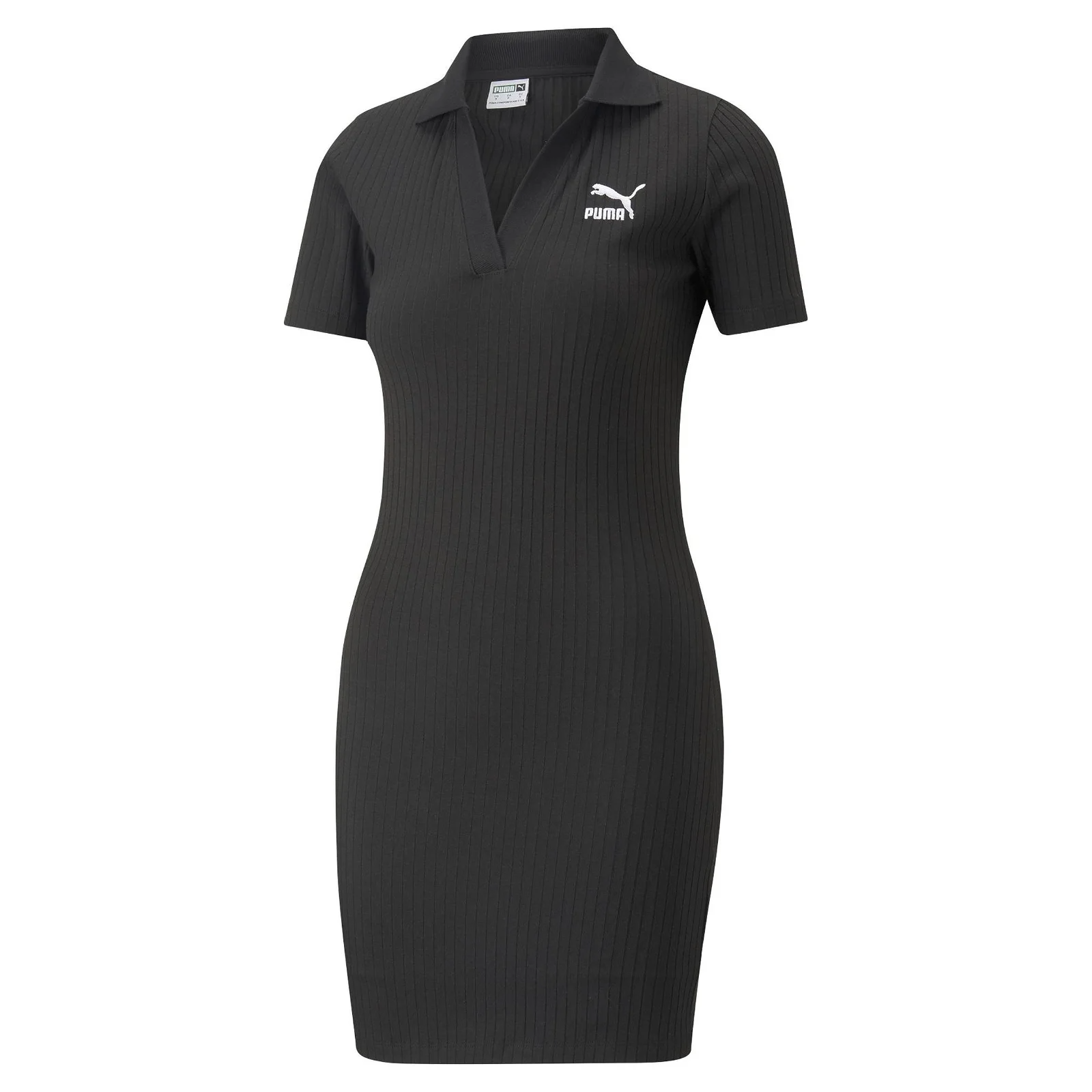Classıcs Ribbed V-Collar Dress Kadın Elbise