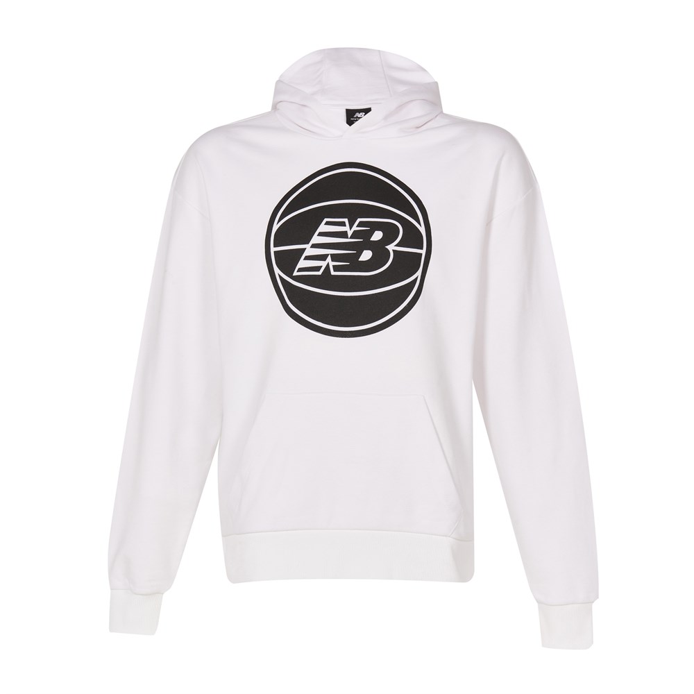 New Balance NB Mens Lifestyle Hoodie Erkek Beyaz Günlük Sweatshirt - MNH1243-WT