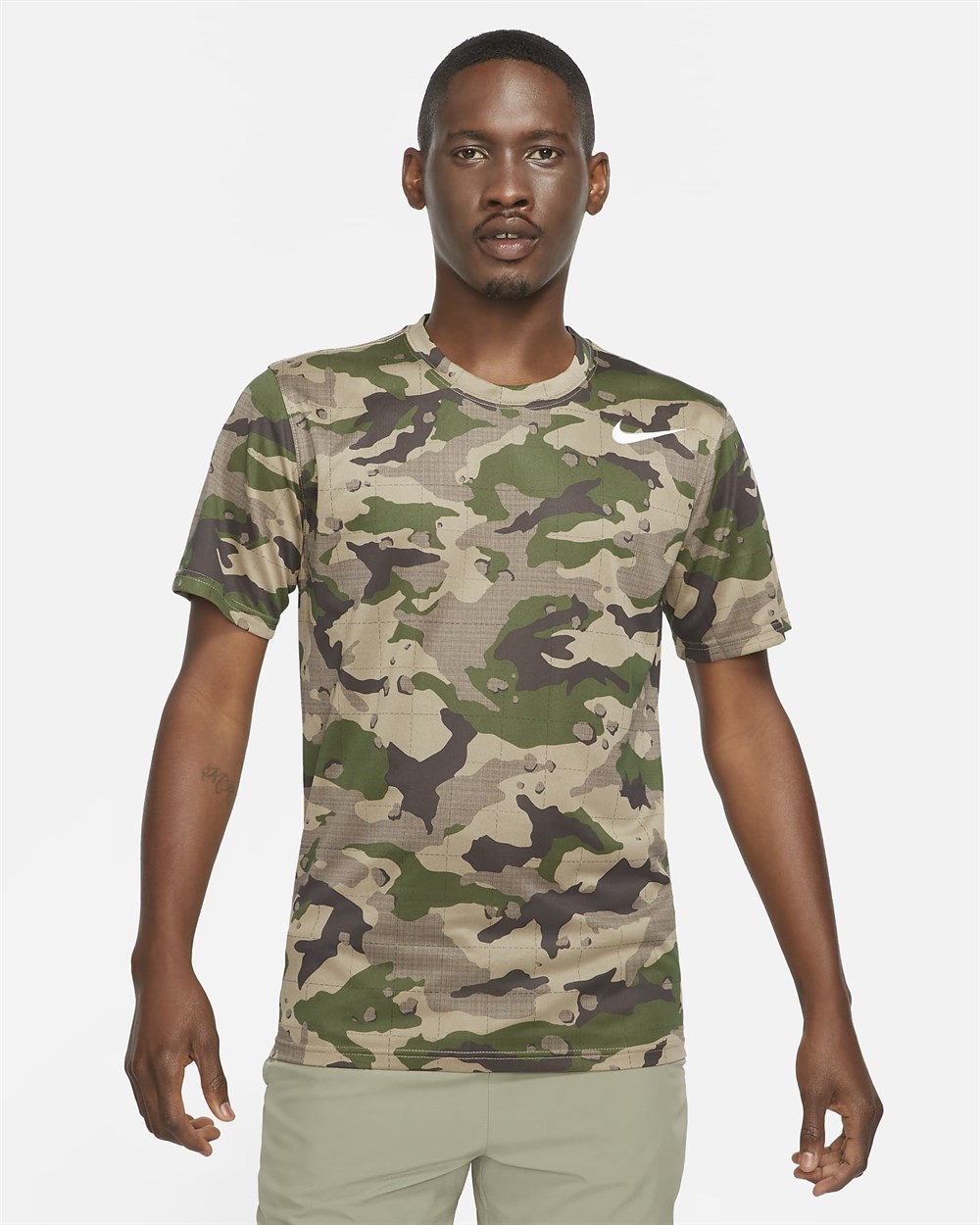 Nike M Nk Df Tee Lgd Camo Aop Erkek Haki T-shirt - DD6886-247