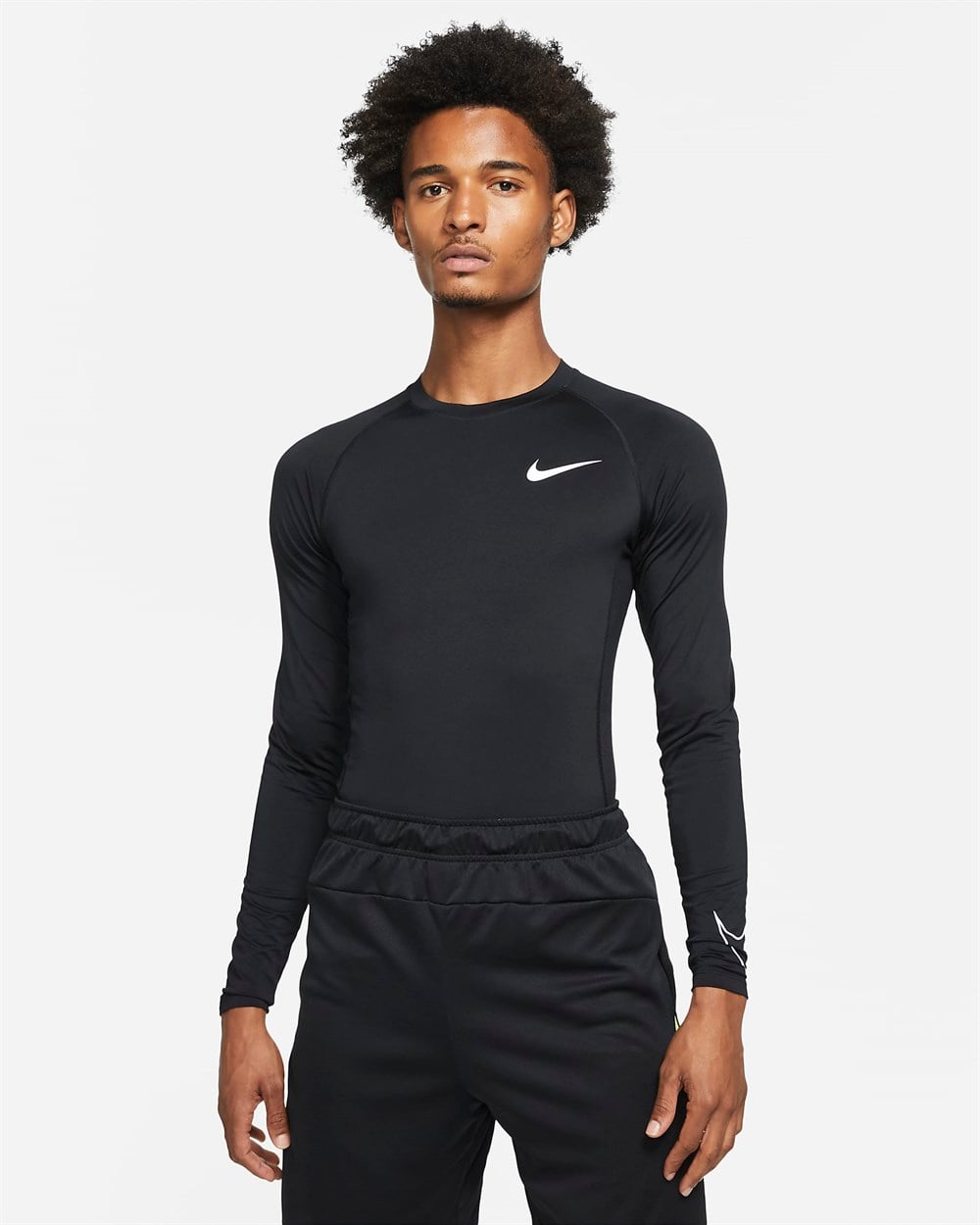Nike M Np Df Tıght Top Ls Erkek Siyah T-shirt - DD1990-010