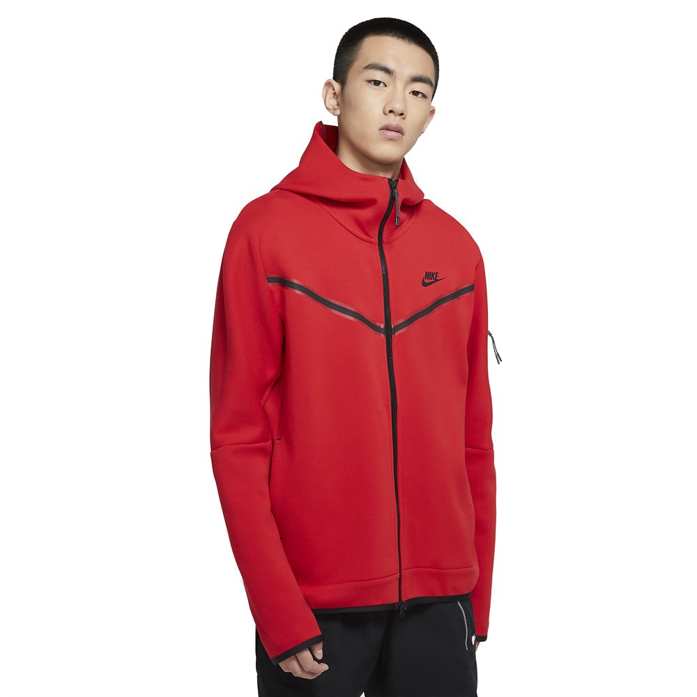 Nike M Nsw Tch Flc Hoodıe Fz Wr Erkek Kırmızı Sweatshirt - CU4489-657