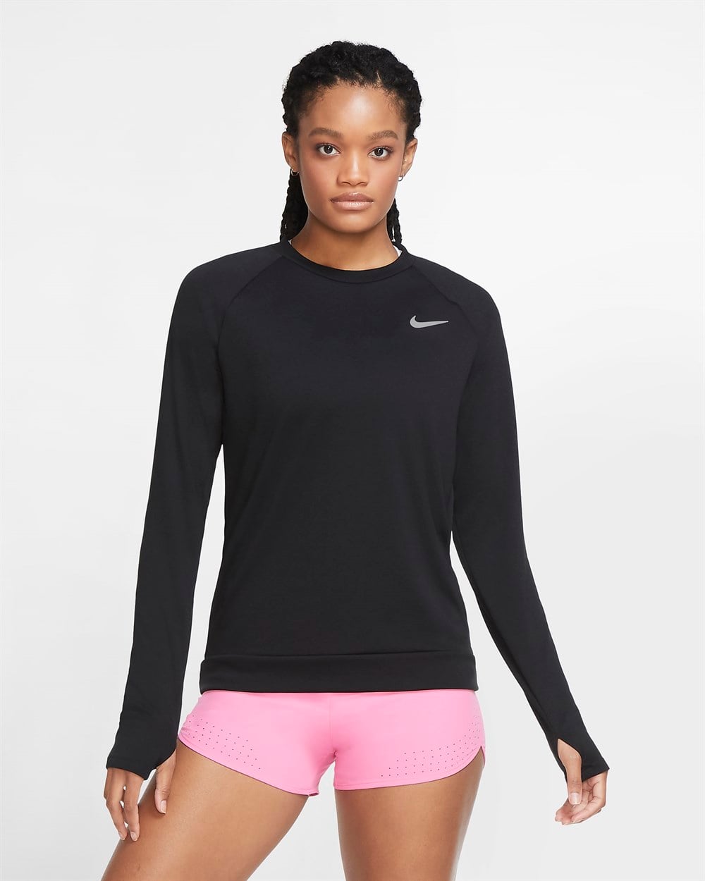 Nike W Nk Df Pacer Crew Kadın Siyah T-shirt - CU3270-010