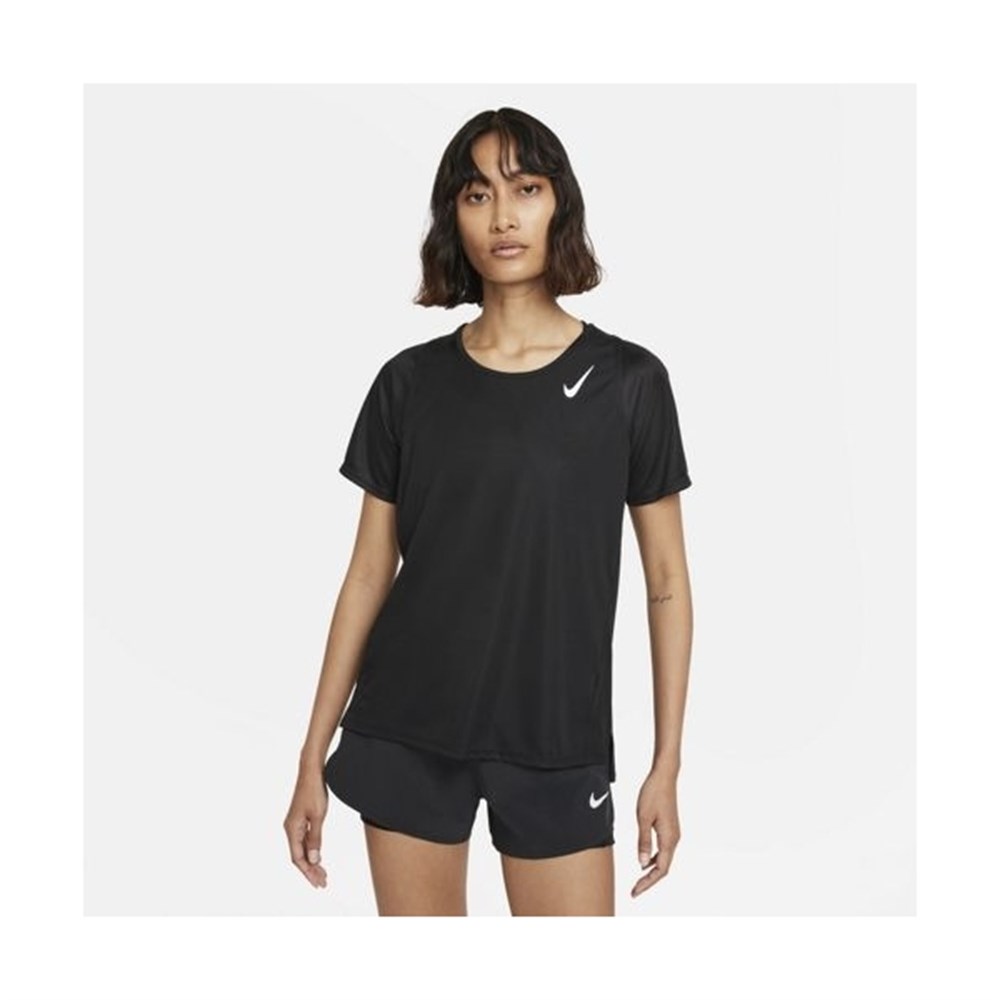 Nike W Nk Df Race Top Ss Kadın Siyah T-shirt - DD5927-010