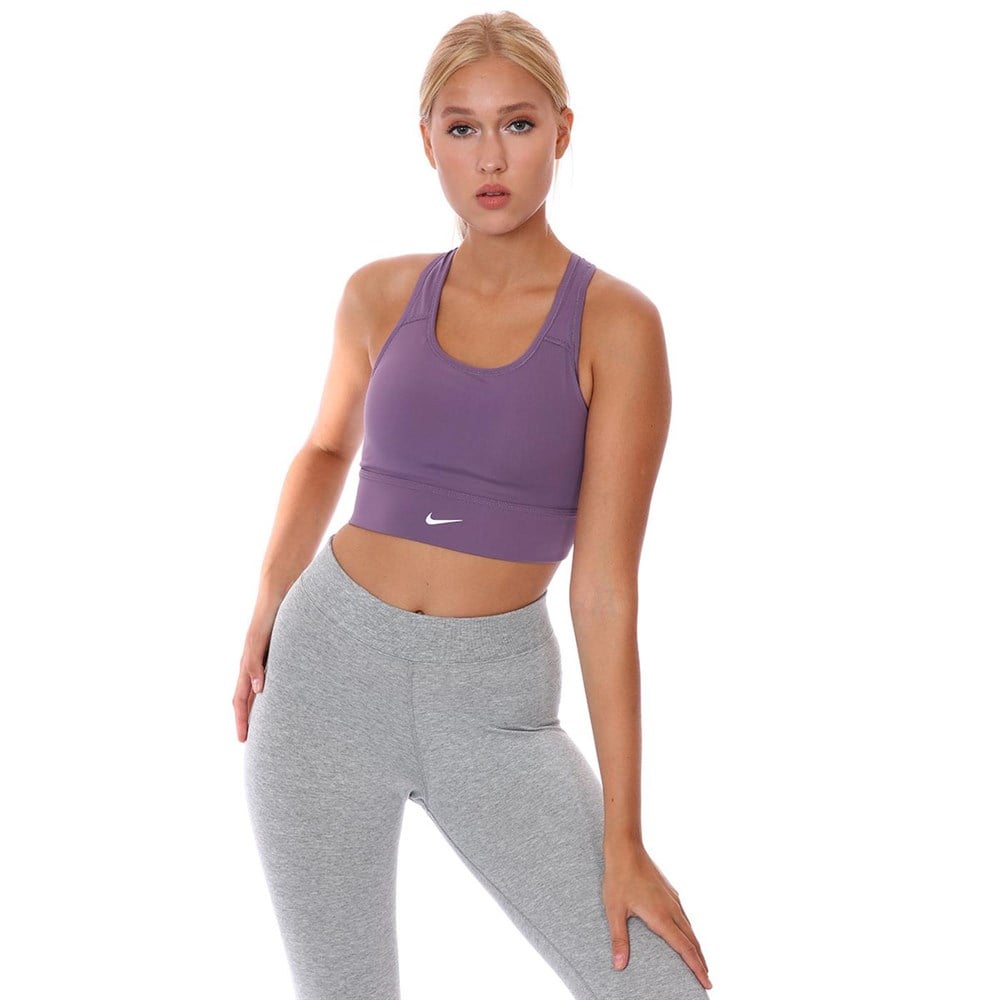 Nike W Nk Df Swsh Lngln Bra Kadın Mor Sporcu Sütyeni - CZ4496-574
