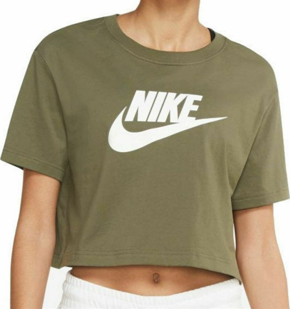 Nike W Nsw Tee Essntl Crp Icn Ftr Kadın Yeşil T-shirt - BV6175-223