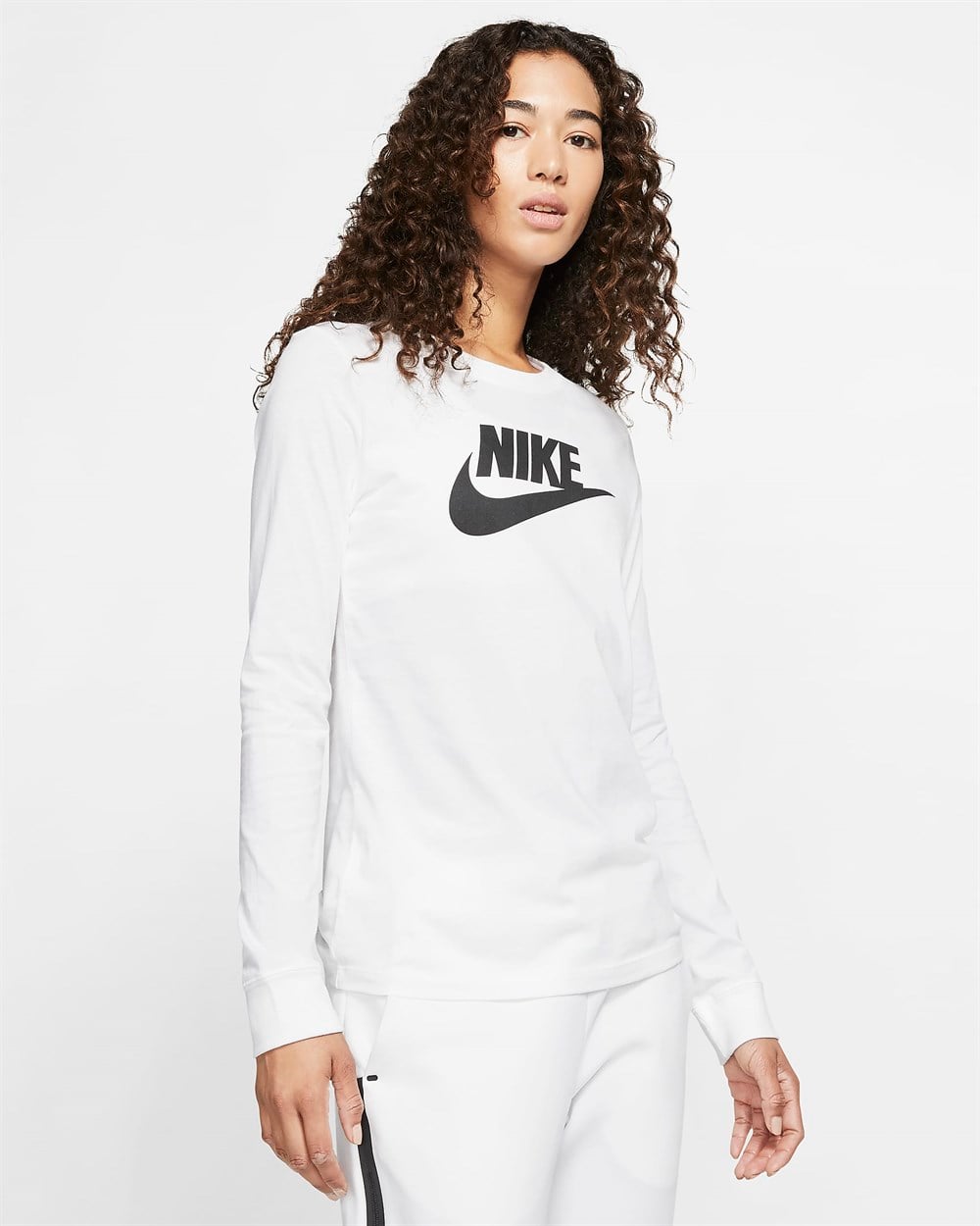Nike W Nsw Tee Essntl Ls Icon Ftr Kadın Beyaz T-shirt - BV6171-100
