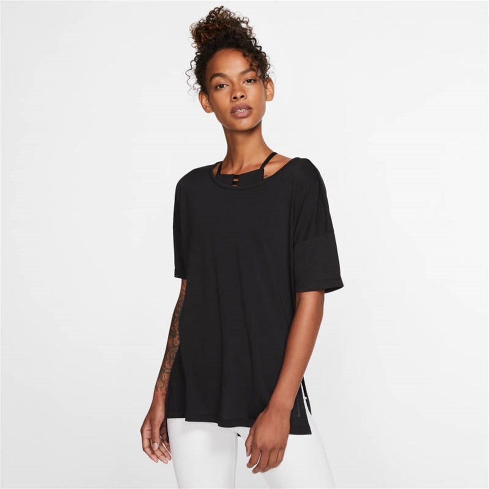Nike W Ny Df Layer Ss Top Kadın Siyah T-shirt - CJ9326-010