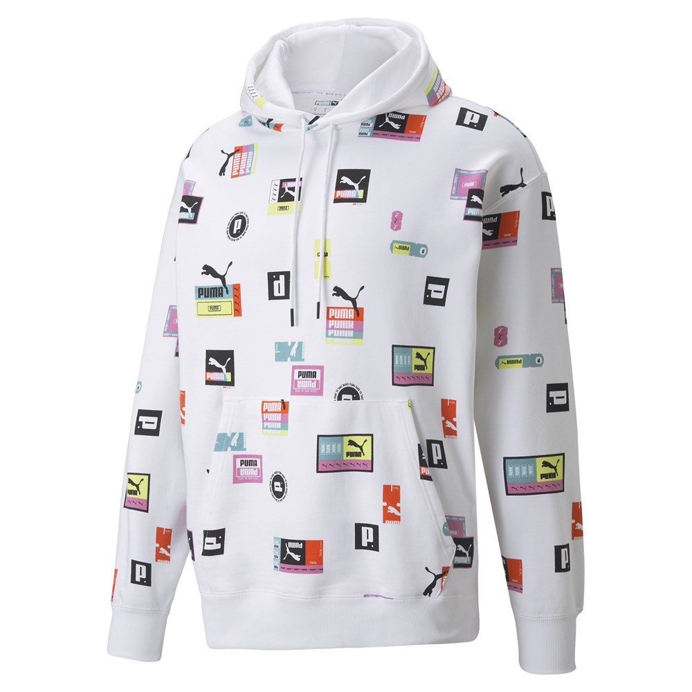Puma Brand Love Aop Hoodie Tr Erkek Beyaz Günlük Sweatshirt - 534428-02