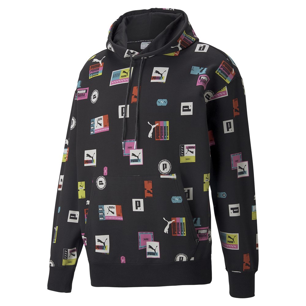 Puma Brand Love Aop Hoodie Tr Erkek Siyah Günlük Sweatshirt - 534428-01