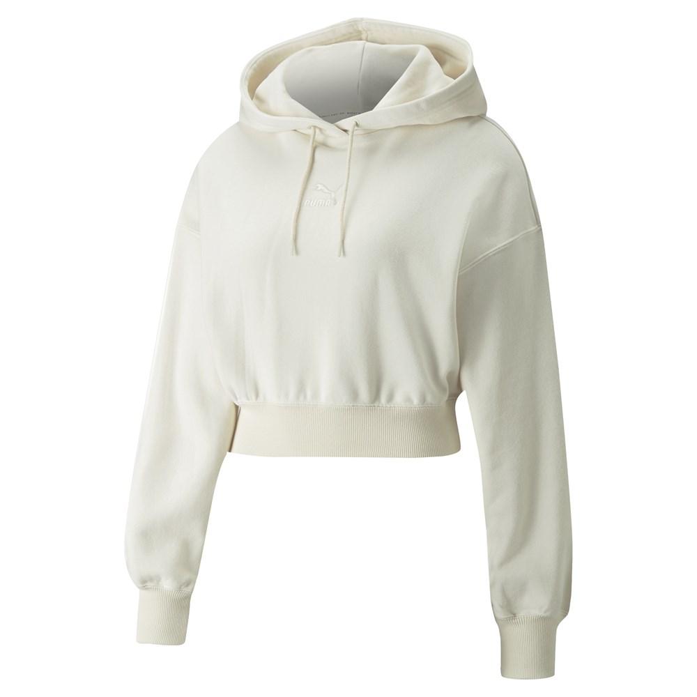 Puma Classics Crop Hoodie Tr Kadın Krem Günlük Sweatshirt - 535074-99