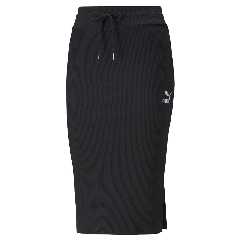 Puma Classics Ribbed Midi Skirt Kadın Siyah Günlük Etek - 533508-01