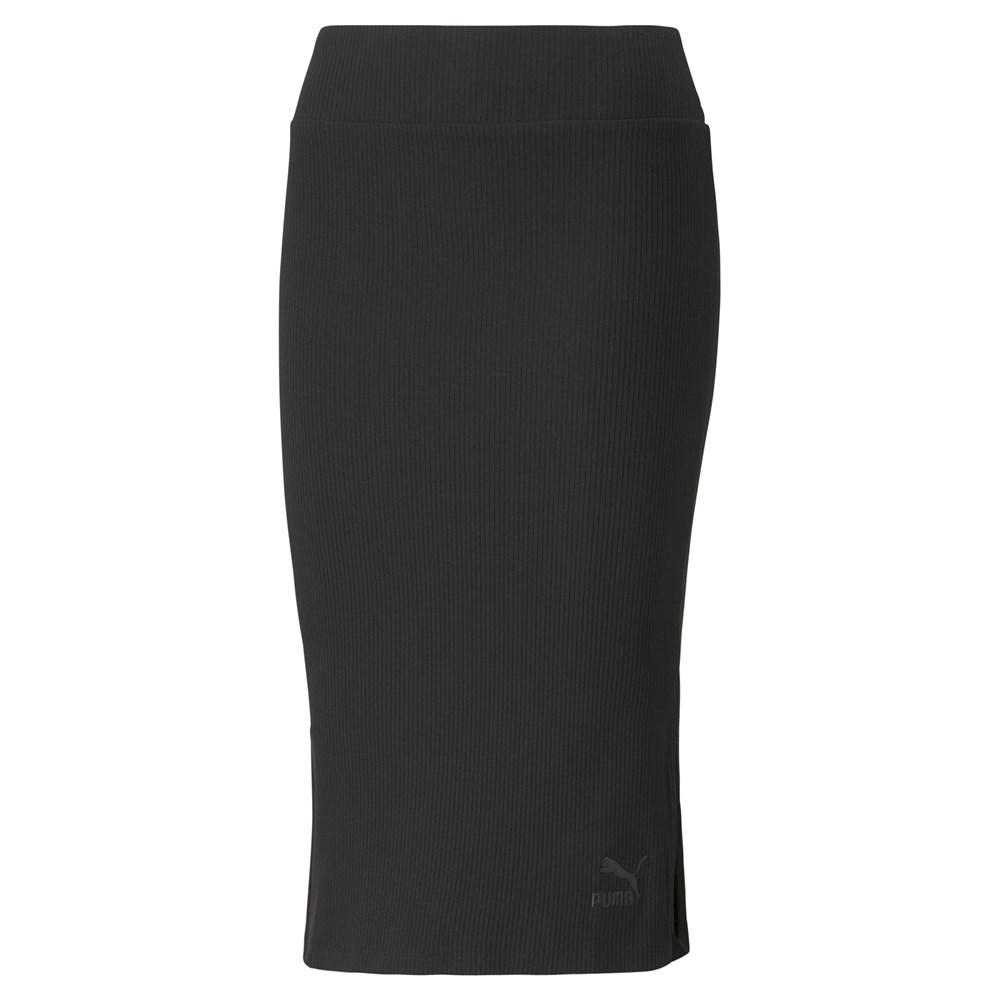 Puma Classics Ribbed Midi Skirt Kadın Siyah Etek - 53161801