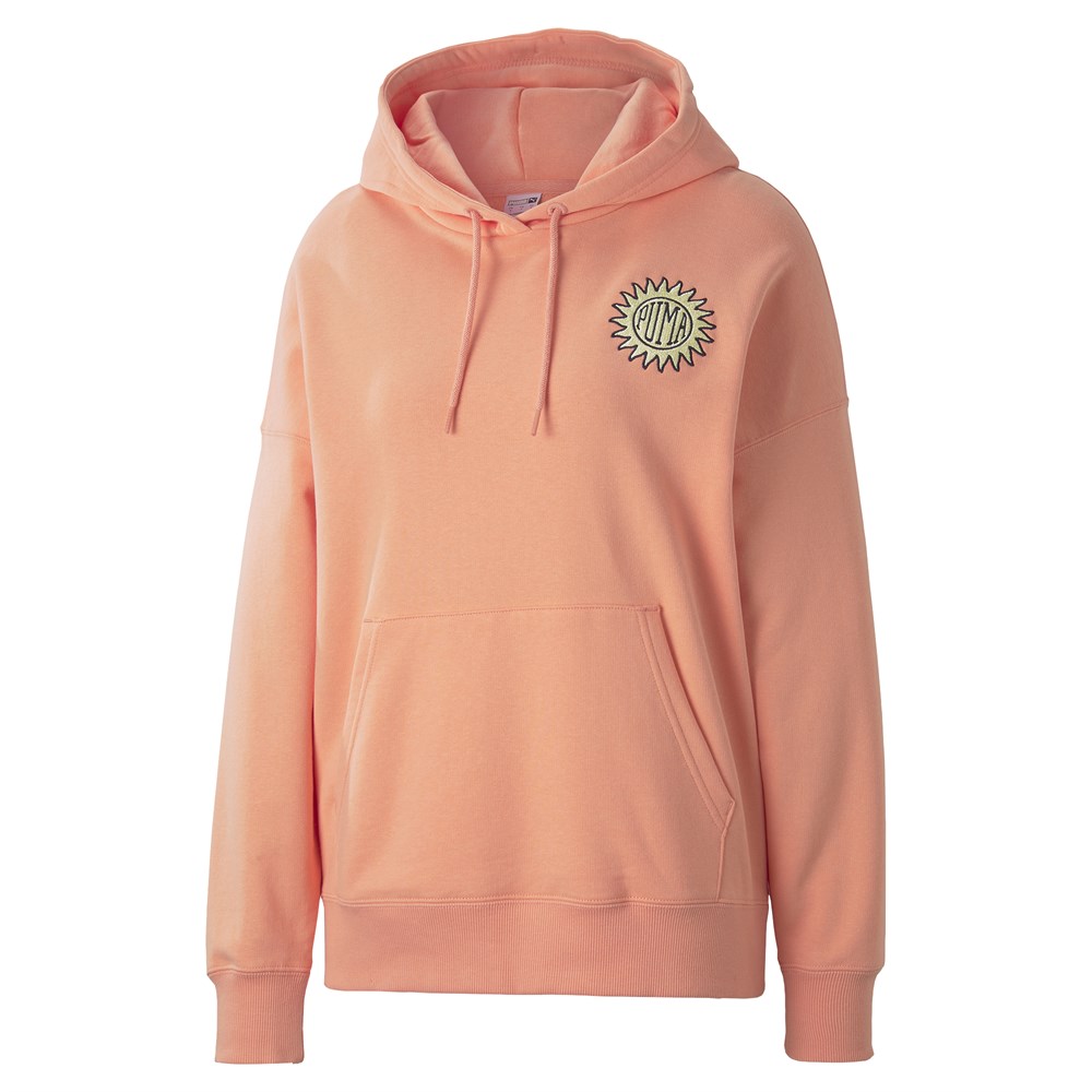 Puma Downtown Relaxed Graphic Hoodie Tr Kadın Pembe Günlük Sweatshirt - 533583-28