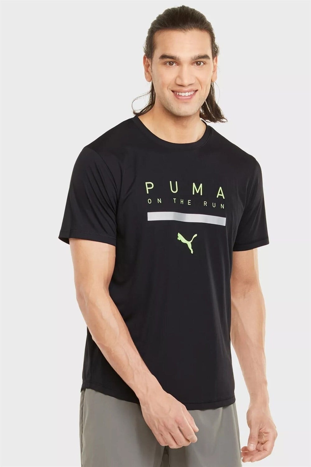 Puma RUN LOGO SS TEE M Erkek Siyah T-shirt - 52085501