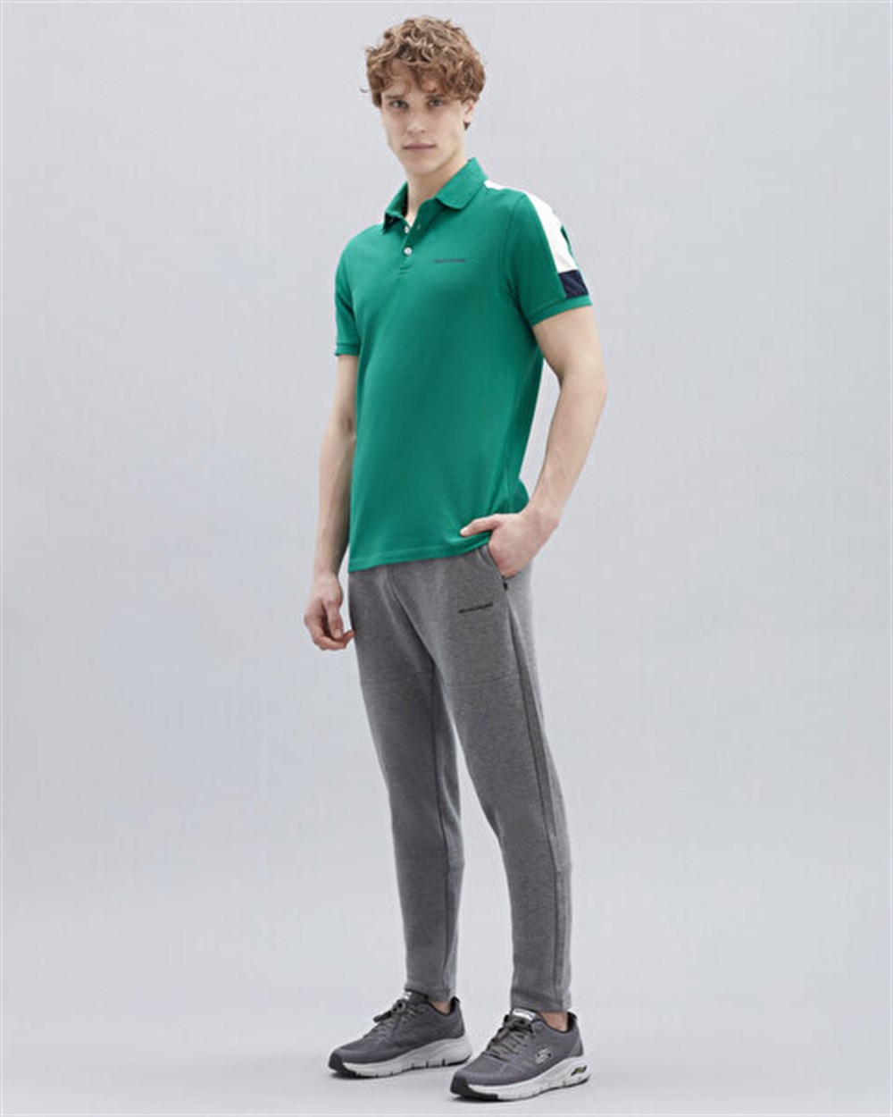 Skechers M Colorblock Polo T-Shirt Erkek Yeşil Günlük T-shirt - S221047-300