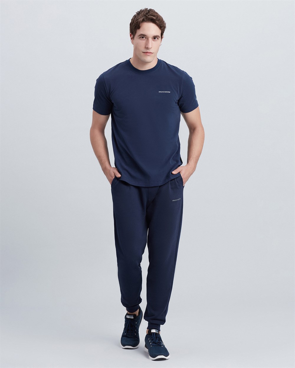 Skechers M New Basics Crew Neck T-Shirt Erkek Lacivert Günlük T-shirt - S212910-410