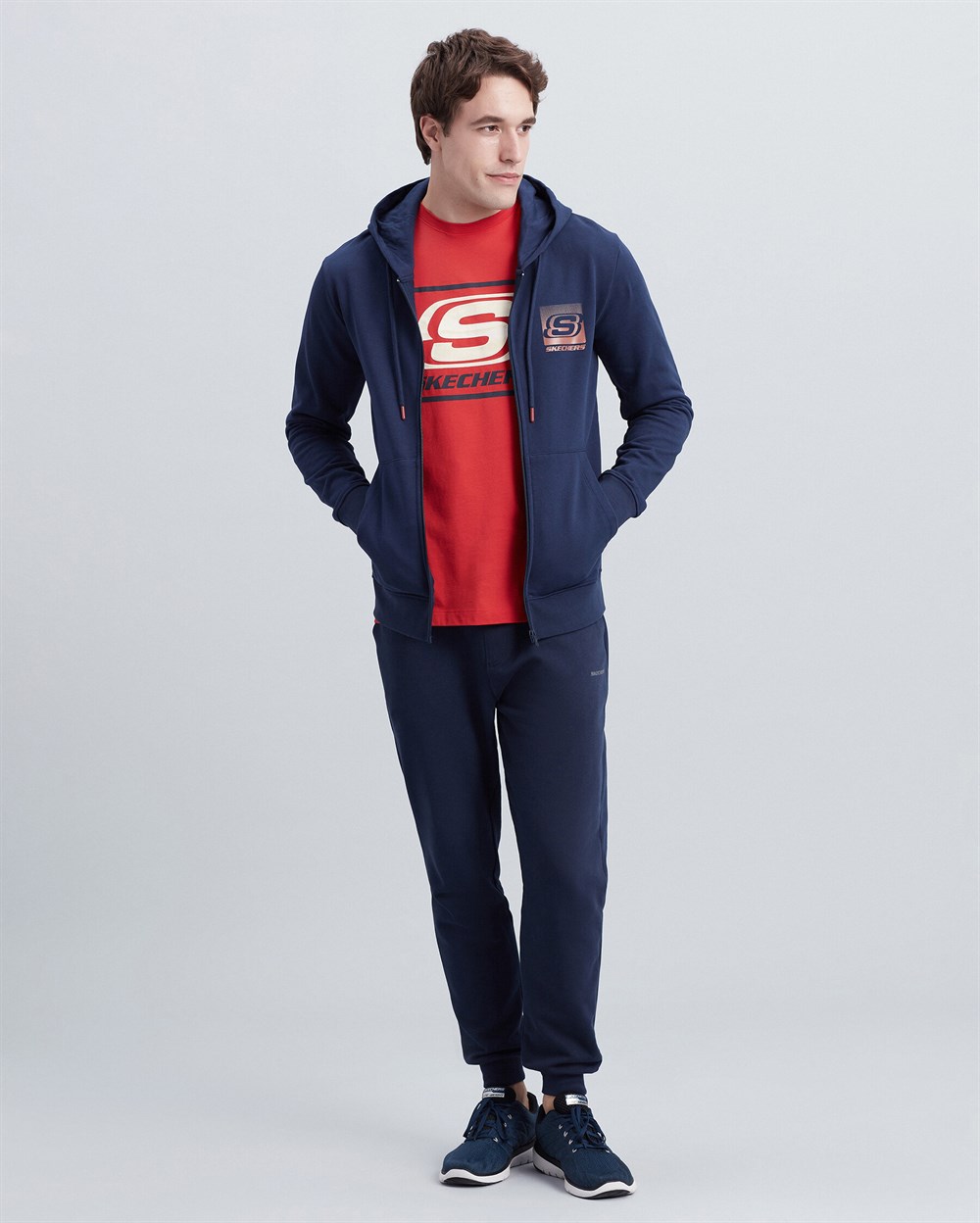 Skechers M Summits Full Zip Hoodie Erkek Lacivert Sweatshirt - S212407-410