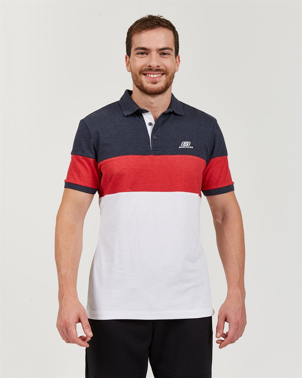 Skechers Polo S M Colorblock Sport Pique Polo T-Shirt Erkek Üst & T-shirt - S201047-410