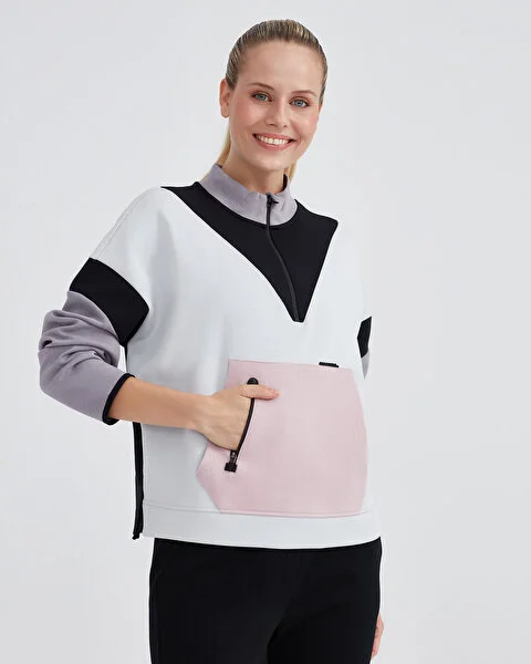 W 2XI-Lock Color Block Half Zip Sweatshirt Kadın Sweatshirt