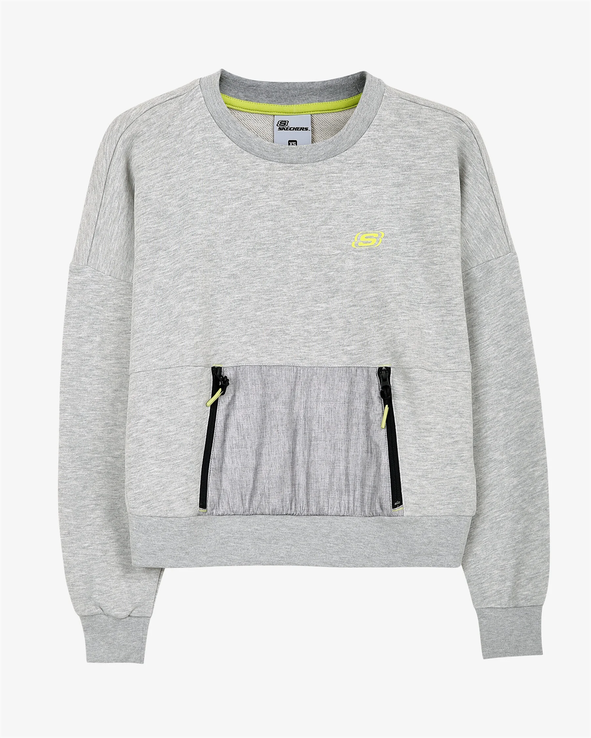 W LW Fleece Fabric Block Crew Neck Sweatshirt