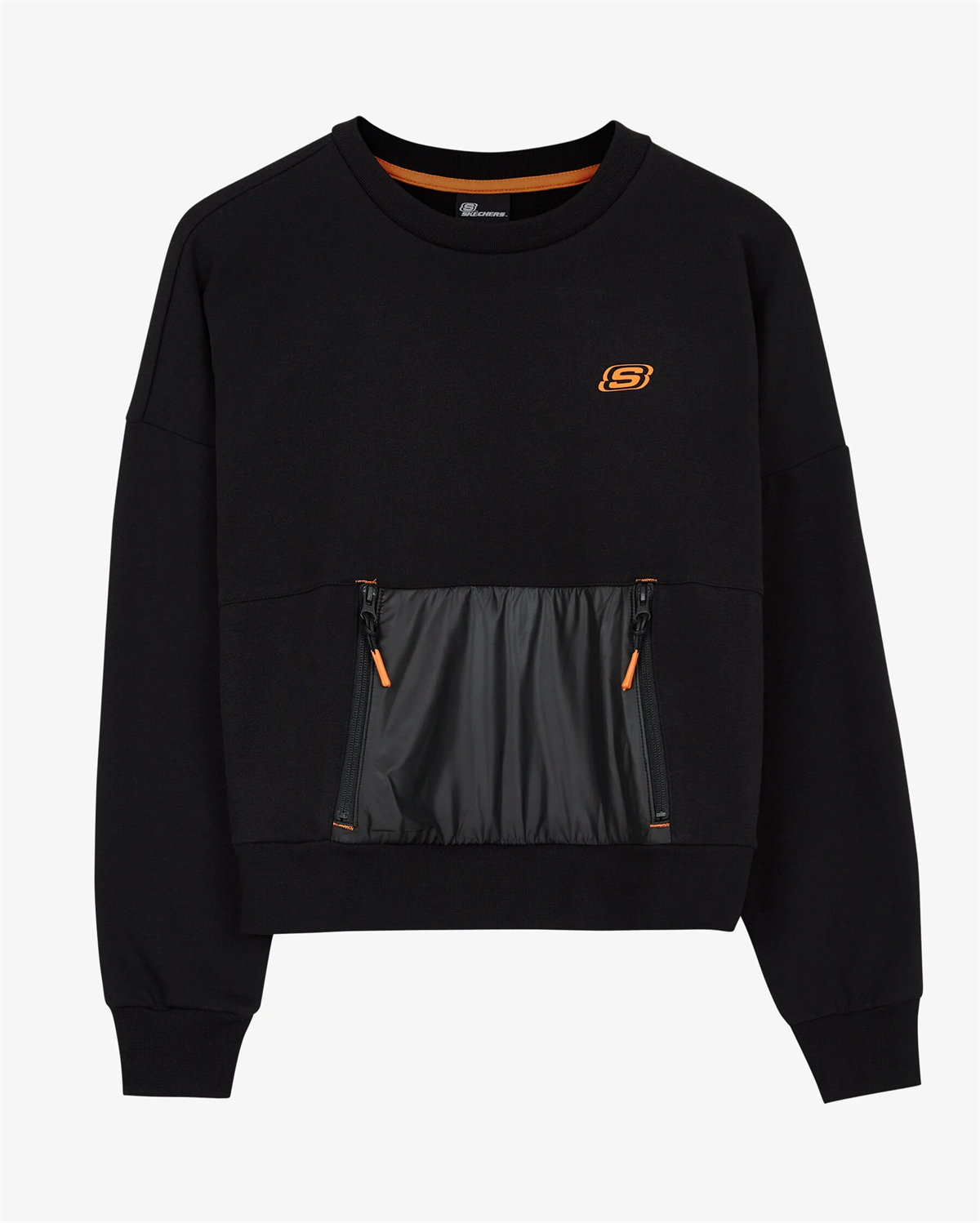 W LW Fleece Fabric Block Crew Neck Sweatshirt