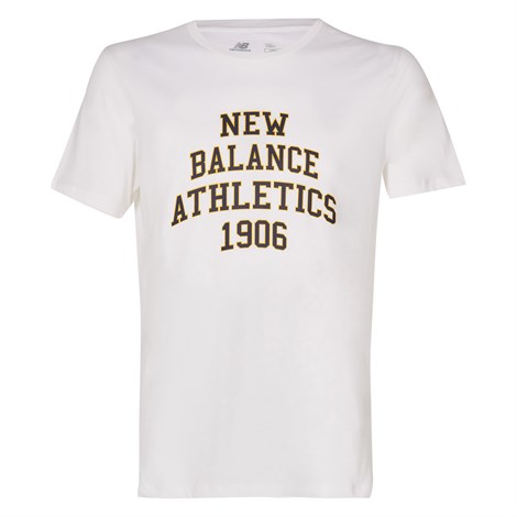New Balance NB Mens Lifestyle T-shirt Erkek Beyaz Günlük T-shirt - MNT1207-WT