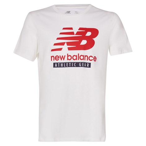 New Balance NB Mens Lifestyle T-shirt Erkek Beyaz Günlük T-shirt - MNT1205-WT