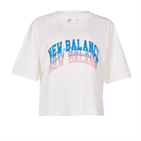 New Balance NB Womens Lifestyle T-shirt Kadın Beyaz Günlük T-shirt - WNT1204-WT