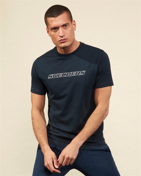 Skechers Graphic Tee M Crew Neck T-Shirt Erkek Lacivert Üst & T-shirt - S202243-410