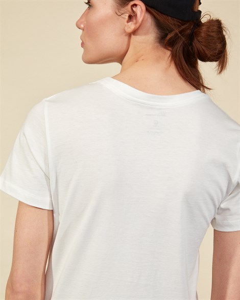 Skechers Graphic Tee W V Neck T-Shirt Kadın Beyaz Üst & T-shirt - S202215-102