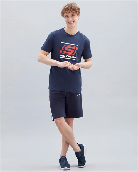 Skechers M Big Logo T-Shirt Erkek Lacivert Günlük T-shirt - S212949-410