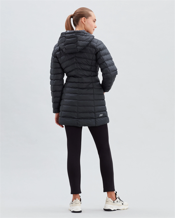 Skechers W Essentil Maxi Lenght Hooded Jacket Kadın Siyah Ceket - S212005-001