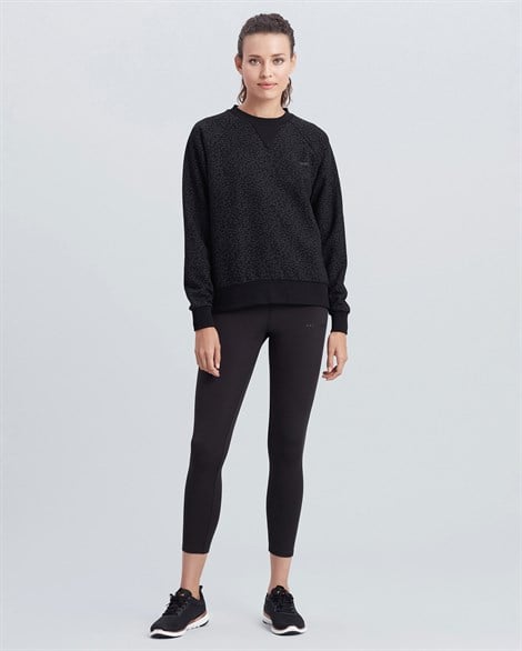 Skechers W Printed Sweatshirt Kadın Siyah Sweatshirt - S212075-001