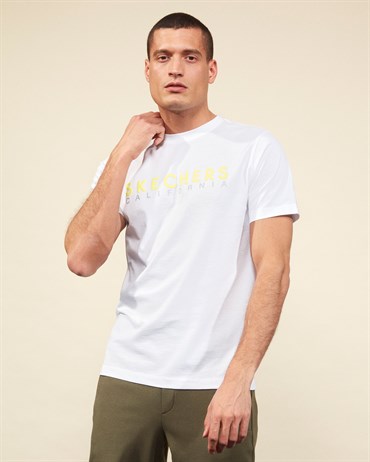 Skechers Graphic Tee M Crew Neck T-Shirt Erkek Beyaz Üst & T-shirt - S211521-100