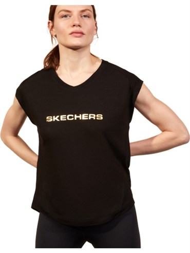 Skechers Graphic Tee W Crew Neck T-Shirt Kadın Siyah Üst & T-shirt - S211289-001