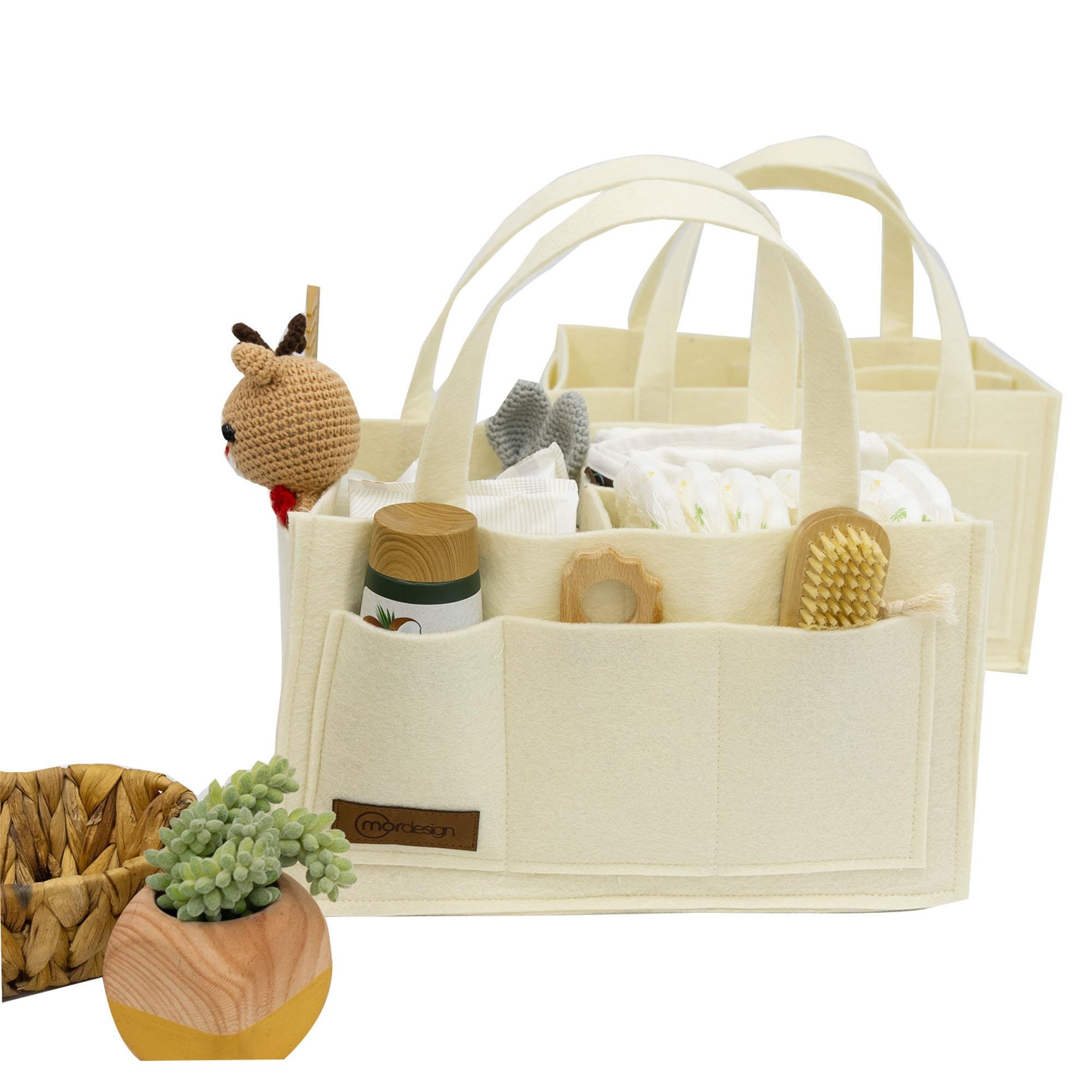 Keçe Anne Bebek Bakım Çantası, Yenidoğan Alt Açma Değiştirme Organizer, Taşınabilir Düzenleyici, Bej