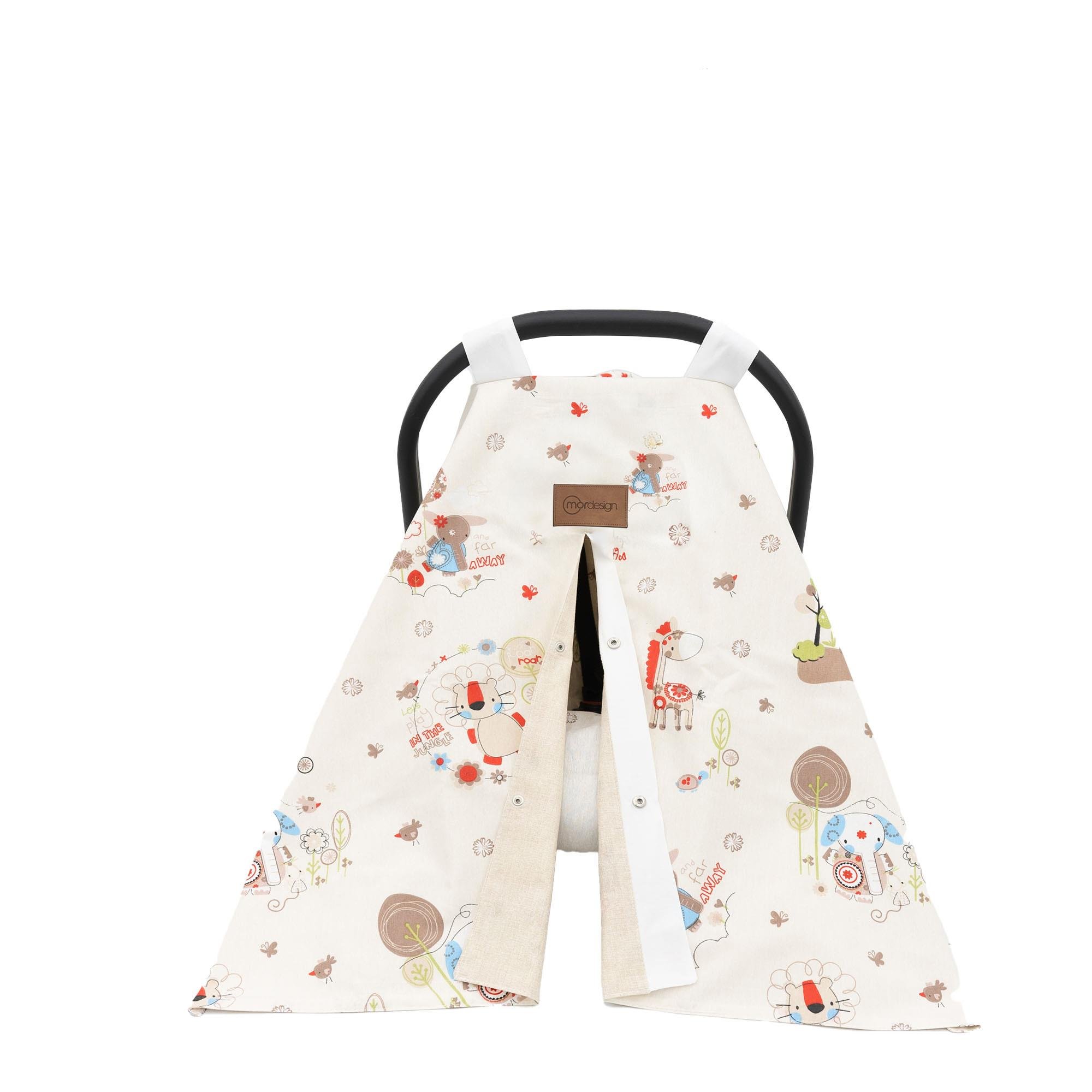 Mordesign Bebek Puset Örtüsü, Pamuklu Ranforce Kumaş, Animal Serisi