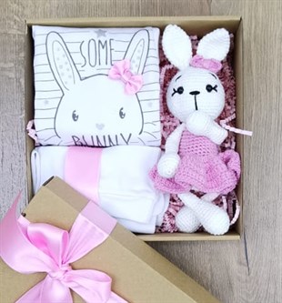 Bebekon Organik Bunny Kız Bebek Hediye Kutusu Pembe