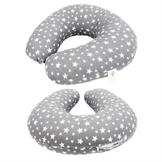Çift Taraflı Emzirme Yastığı /bebek Destek Minderi, Hamile Yastığı, Pamuklu Kumaş, Stars, Antrasit