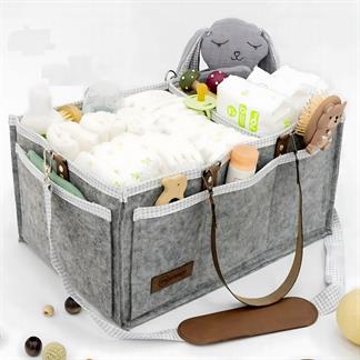 Çok Amaçlı Kalın Keçe Anne Bebek Bakım Çantası, Dolap İçi Organizer, XL BÜYÜK BOY, Scotch Serisi Gri