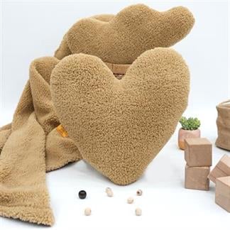 Dekoratif Peluş Yastık, Teddy Kumaş Kalp Yastık, Süper Yumuşak Kabarık Kalp Yastık, Morteddy Serisi