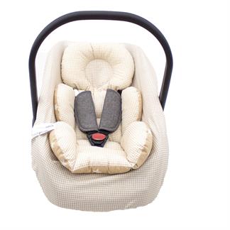 Mordesign Çift Taraflı  Bebek Puset Minderi, Ekose Serisi, Kahverengi