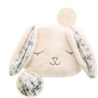 Peluş Tavşan Yastık, Sevimli Tavşan Nakışlı Kırlent, Peluş Tavşan Oyuncak Krem 